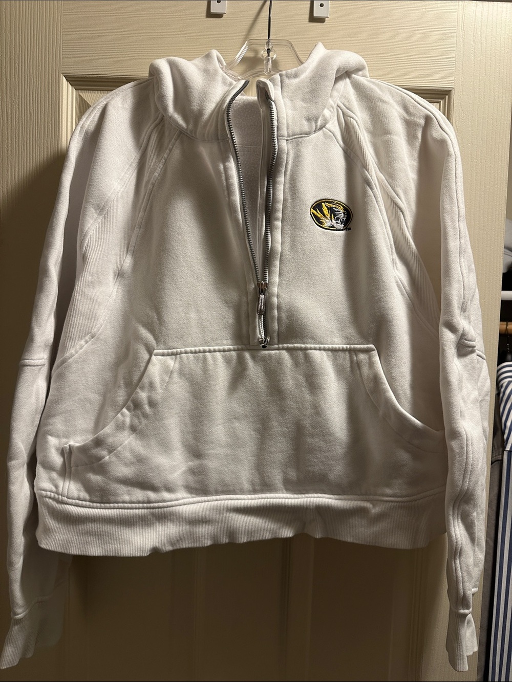 lululemon athletica White Half-Zip Hoodie with Team Patch